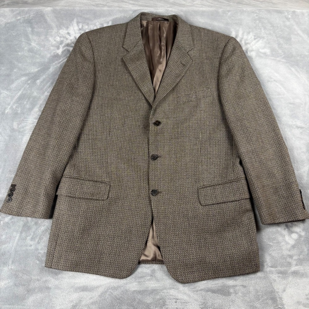 Joseph Abboud Mens VTG Brown‎ Tweed Wool Blend Blazer Sport Coat Size L 42R